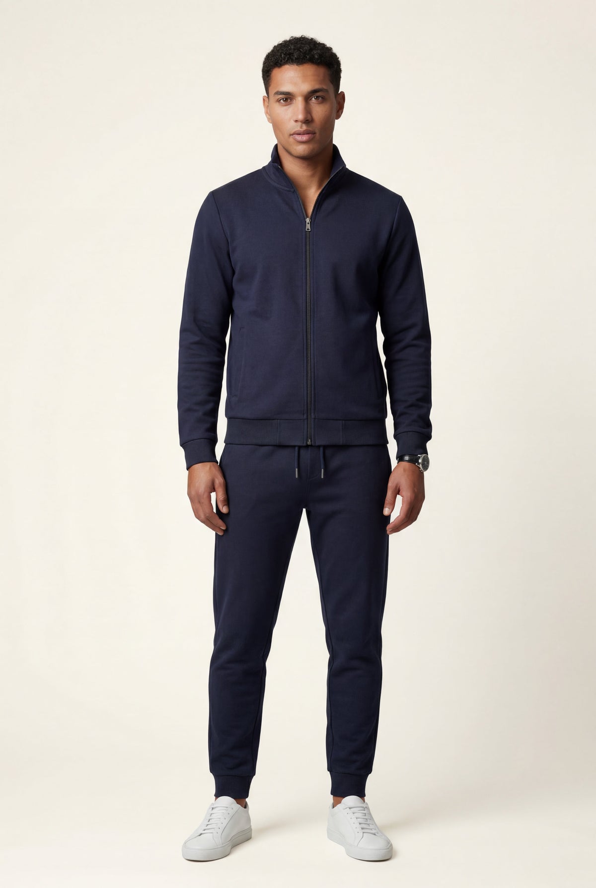 Men's Slim Fit Tracksuit with Zip Up Jacket and Tapered Trousers