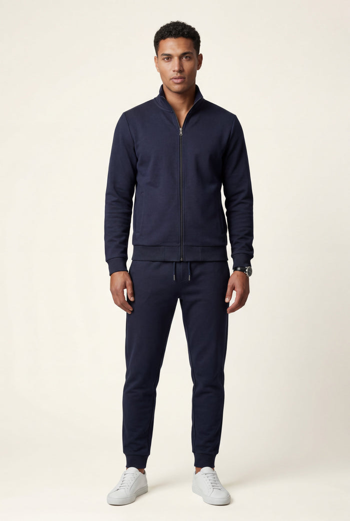 Men's Slim Fit Tracksuit with Zip Up Jacket and Tapered Trousers
