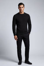Men's Chunky Knit Crew Neck Jumper with Ribbed Texture