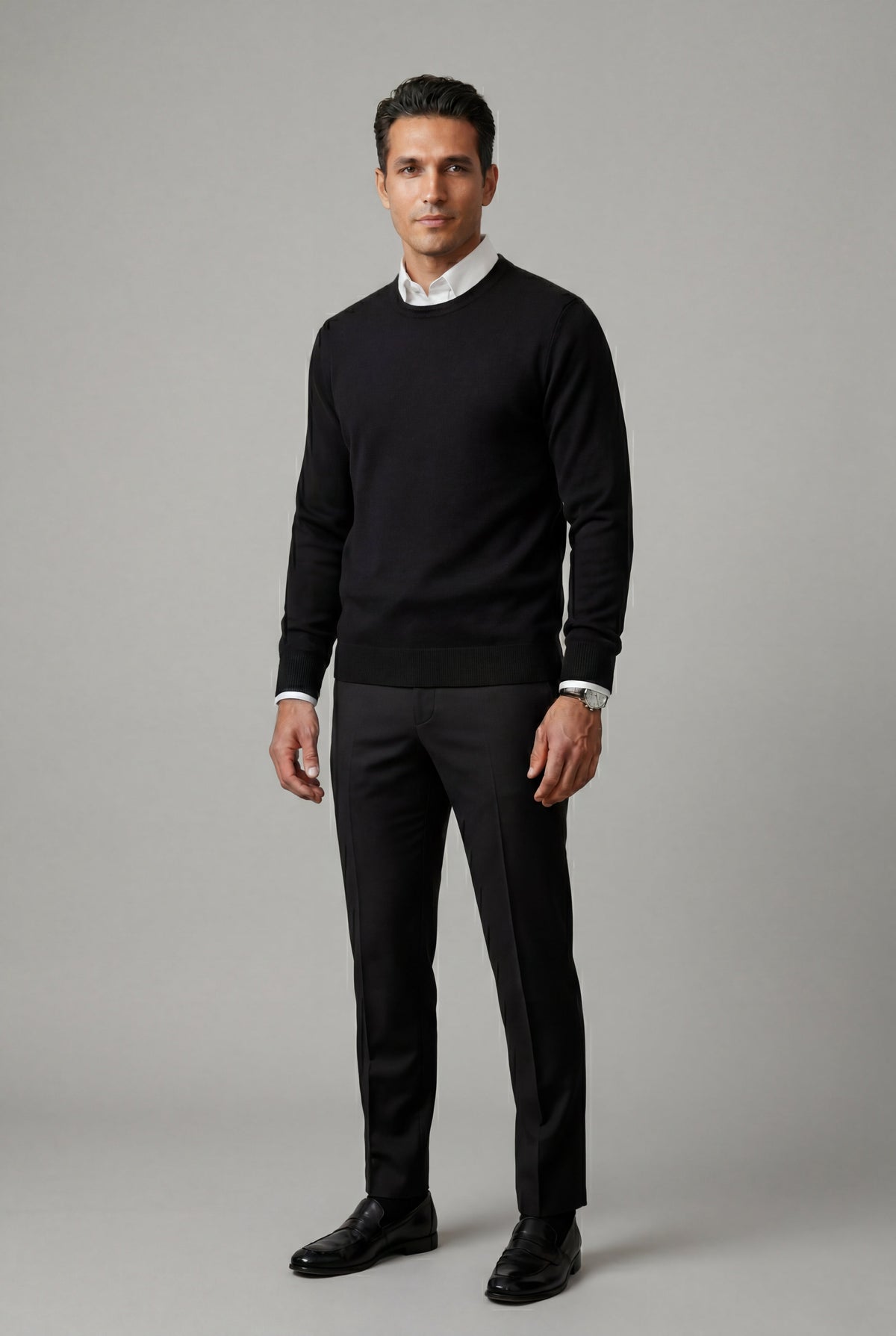 Men's Fine Knit Crew Neck Jumper in Regular Fit