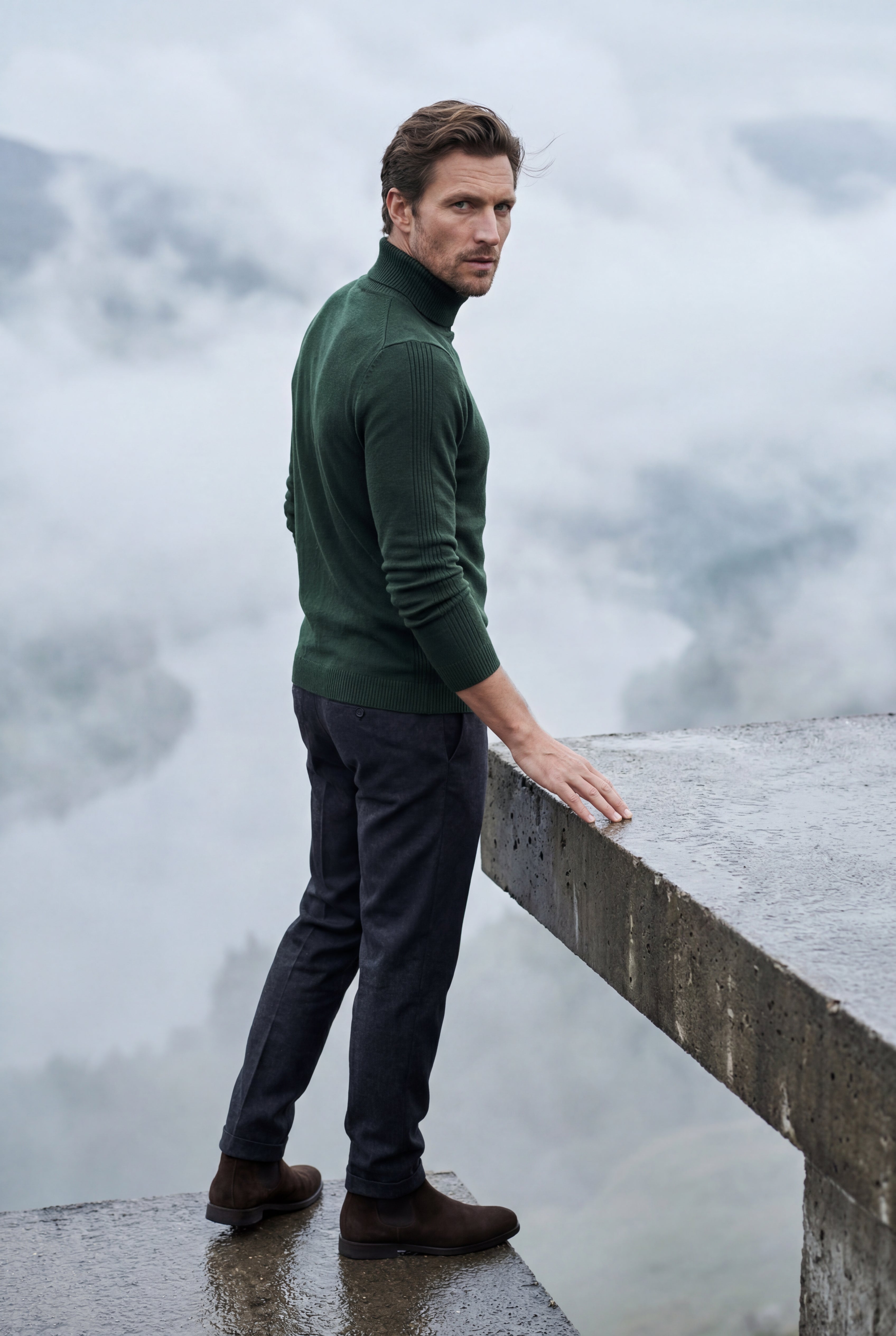 Fitted turtleneck for cold days – Long-sleeved jumper for men