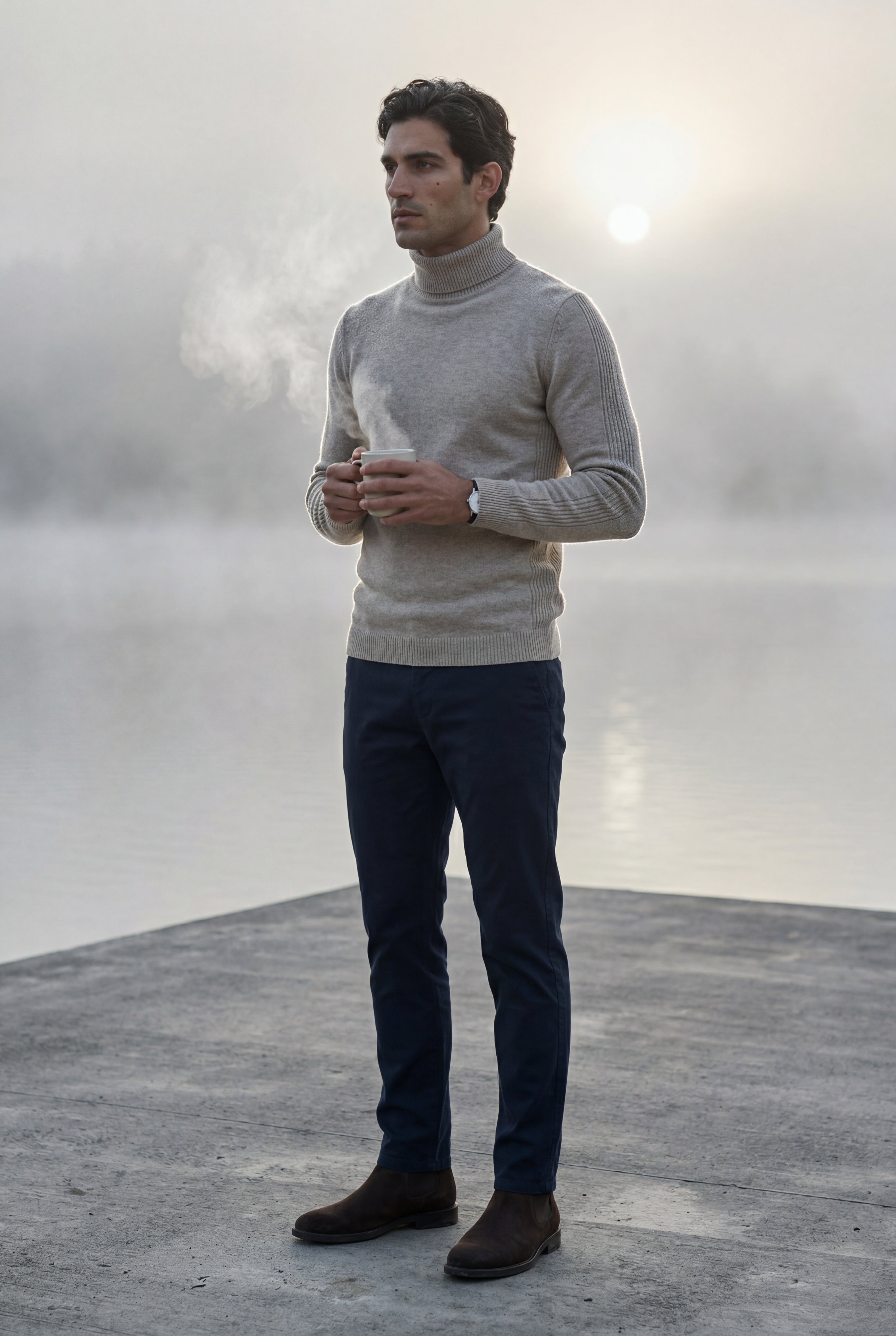 Fitted turtleneck for cold days – Long-sleeved jumper for men