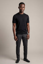 Men's Knitted T-Shirt with Crew Neck in Relaxed Fit