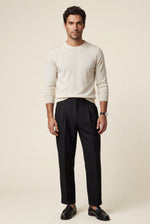 Men's Pleated Smart Trousers with Straight Leg