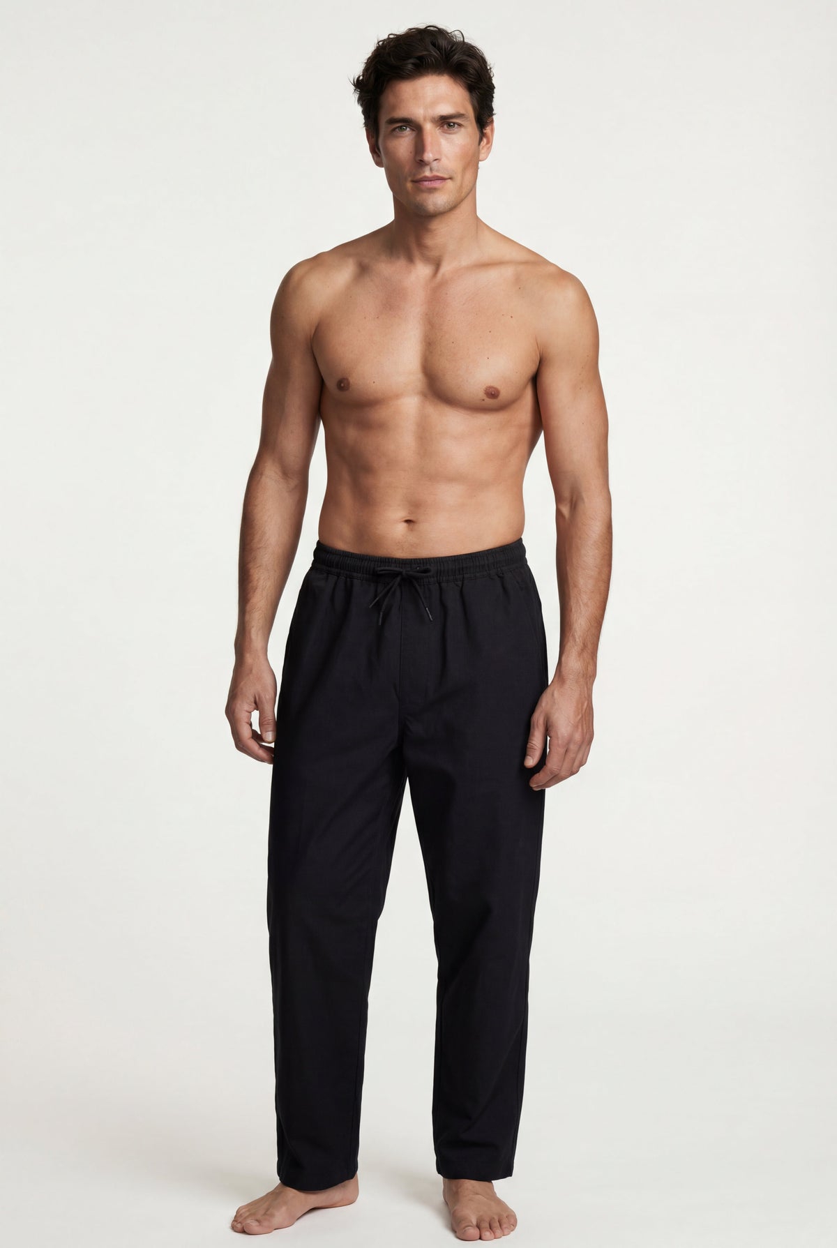 Men's Drawstring Trousers with Relaxed Straight Leg