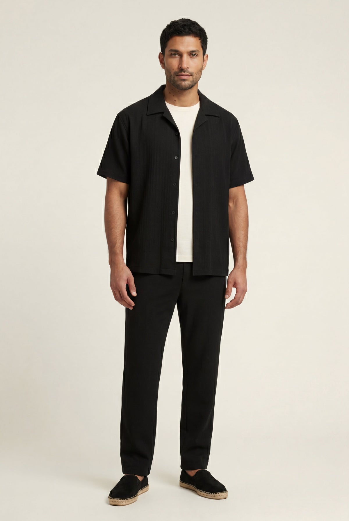 Men's Co-ord Set with Revere Collar Shirt and Trousers