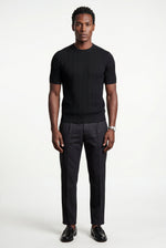 Men's Knitted T-Shirt with Crew Neck and Textured Finish