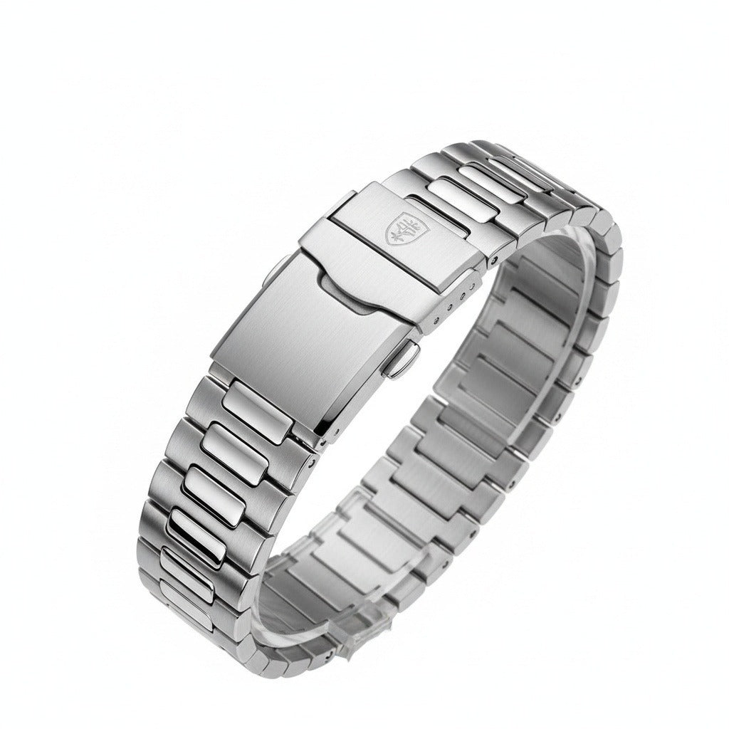 Men’s Stainless Steel Quartz Watch with Black Textured Dial