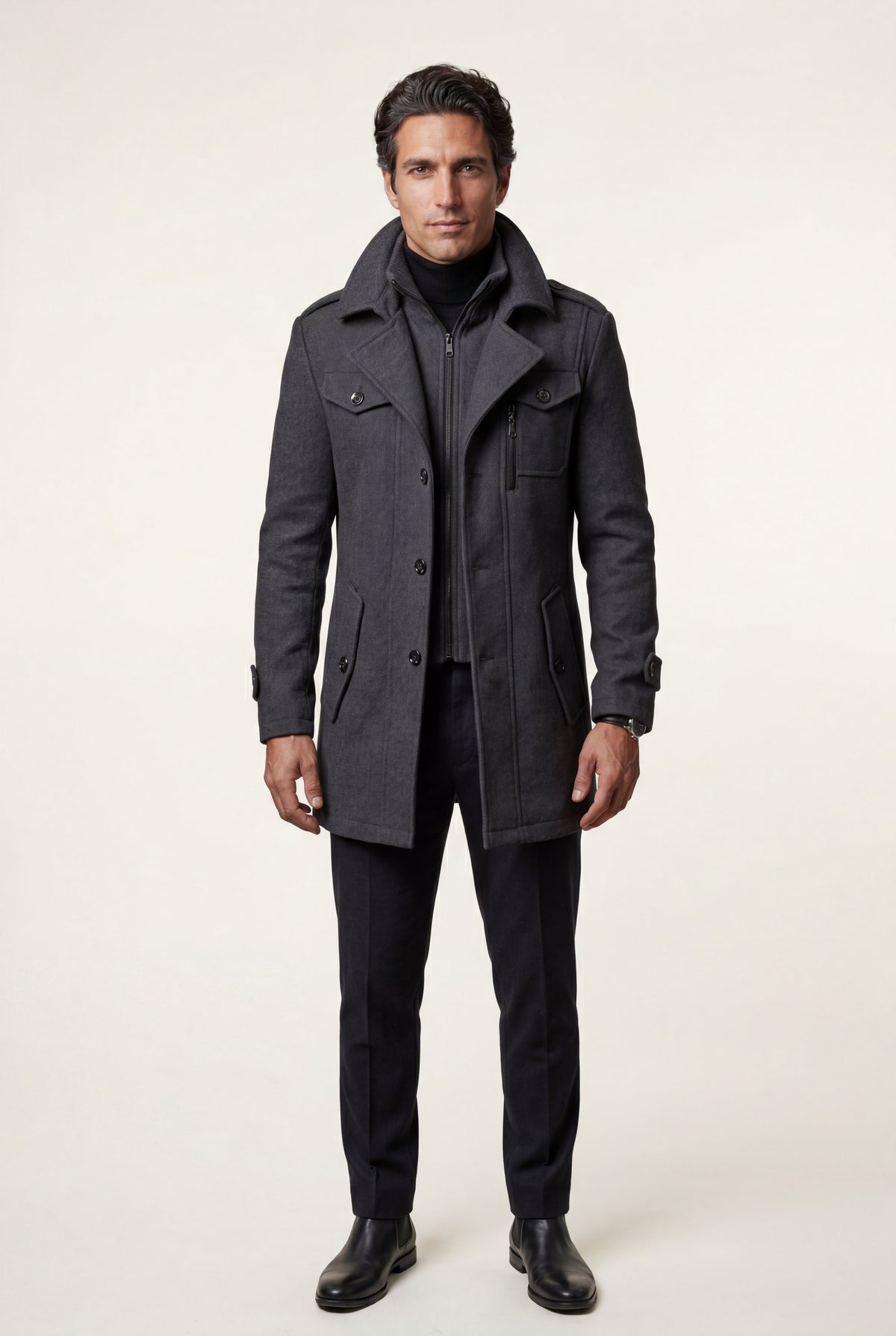 Men's Slim Fit Single-Breasted Coat