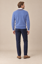 Men’s 100% Cashmere V-Neck Jumper with Contrast Trim