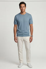 Men's Knitted T-Shirt with Crew Neck in Relaxed Fit