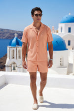 Men's Ribbed Shirt and Shorts Co-ord Set