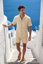 Men's Ribbed Shirt and Shorts Co-ord Set
