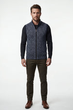 Men's Knitted Gilet with Zip and Colour Block Design