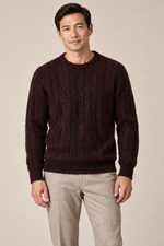 Men’s 100% Pure Cashmere Cable-Knit Crew-Neck Jumper