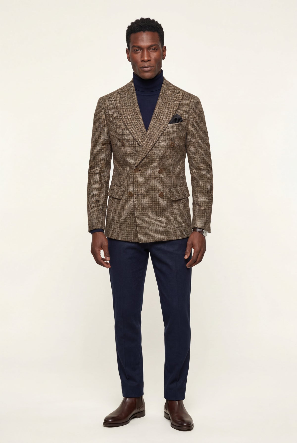 Men's Double-Breasted Blazer with Peak Lapels