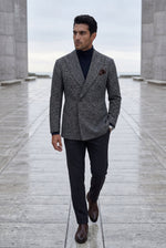 Men's Double-Breasted Blazer with Peak Lapels