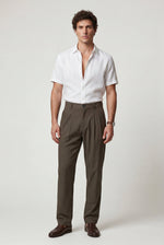 Men's Pleated Smart Trousers with Straight Leg