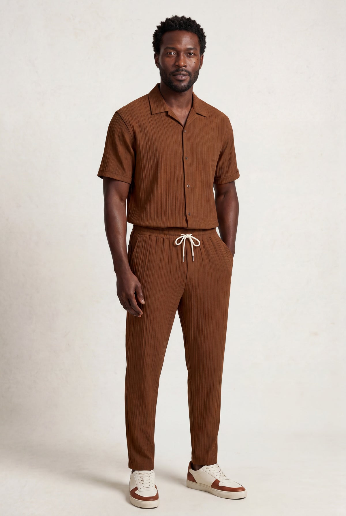 Men's Co-ord Set with Revere Collar Shirt and Trousers