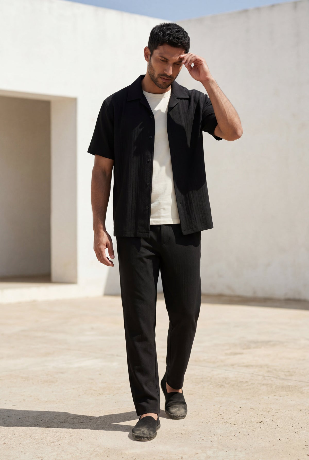 Men's Co-ord Set with Revere Collar Shirt and Trousers