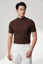 Men's Cable Knit Mock Neck T-Shirt