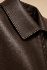 Men’s Split Leather Zip Jacket with Classic Collar