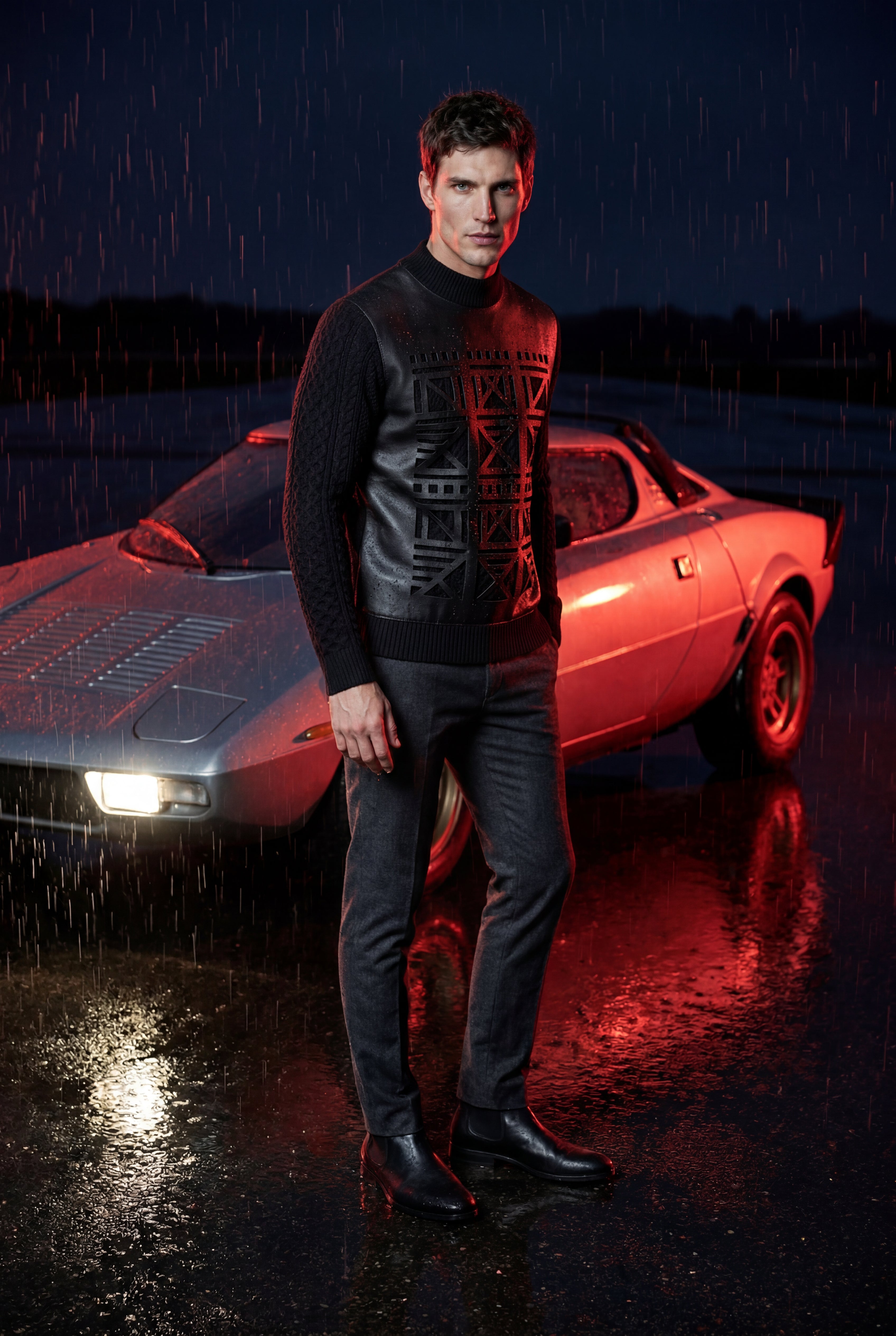 A chunky cable-knit jumper for cold days – Men’s round-neck jumper