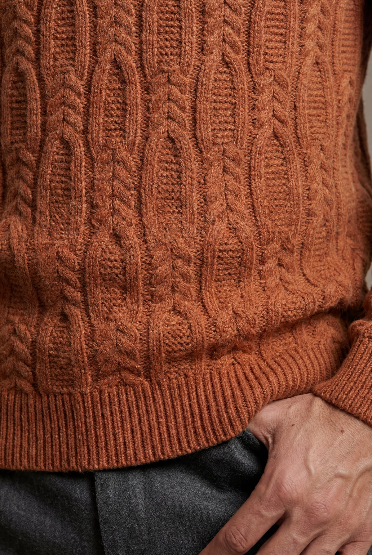 Men's Cable Knit Crew Neck Jumper