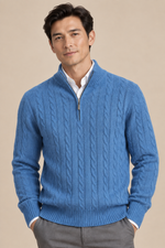 Men’s 100% Cashmere Cable-Knit Half-Zip Jumper