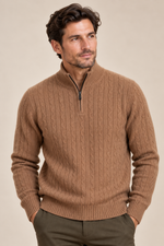 Men’s 100% Cashmere Cable-Knit Half-Zip Jumper