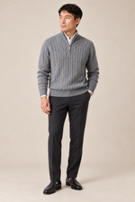 Men’s 100% Cashmere Cable-Knit Half-Zip Jumper