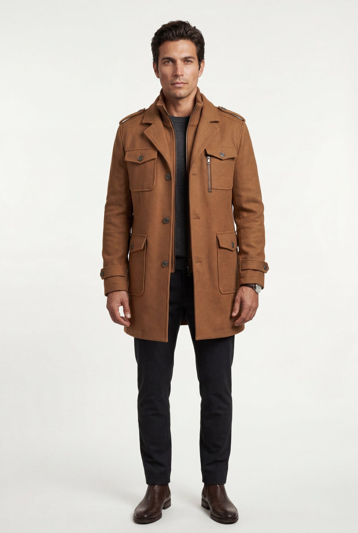 Men's Slim Fit Single-Breasted Coat