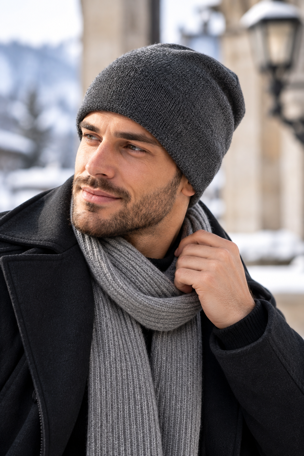 Men’s 100% Cashmere Knitted Beanie Hat
