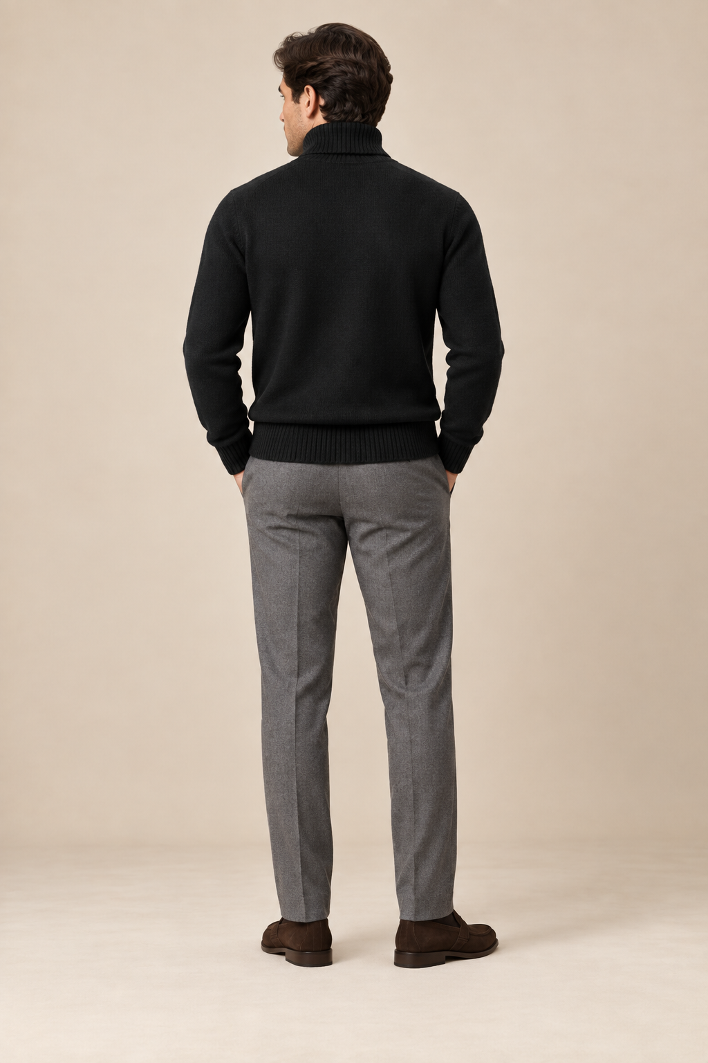 Men’s 100% Cashmere Ribbed Turtleneck Jumper