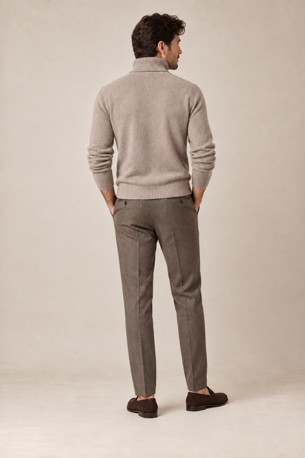 Men’s 100% Cashmere Ribbed Turtleneck Jumper