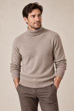 Men’s 100% Cashmere Ribbed Turtleneck Jumper
