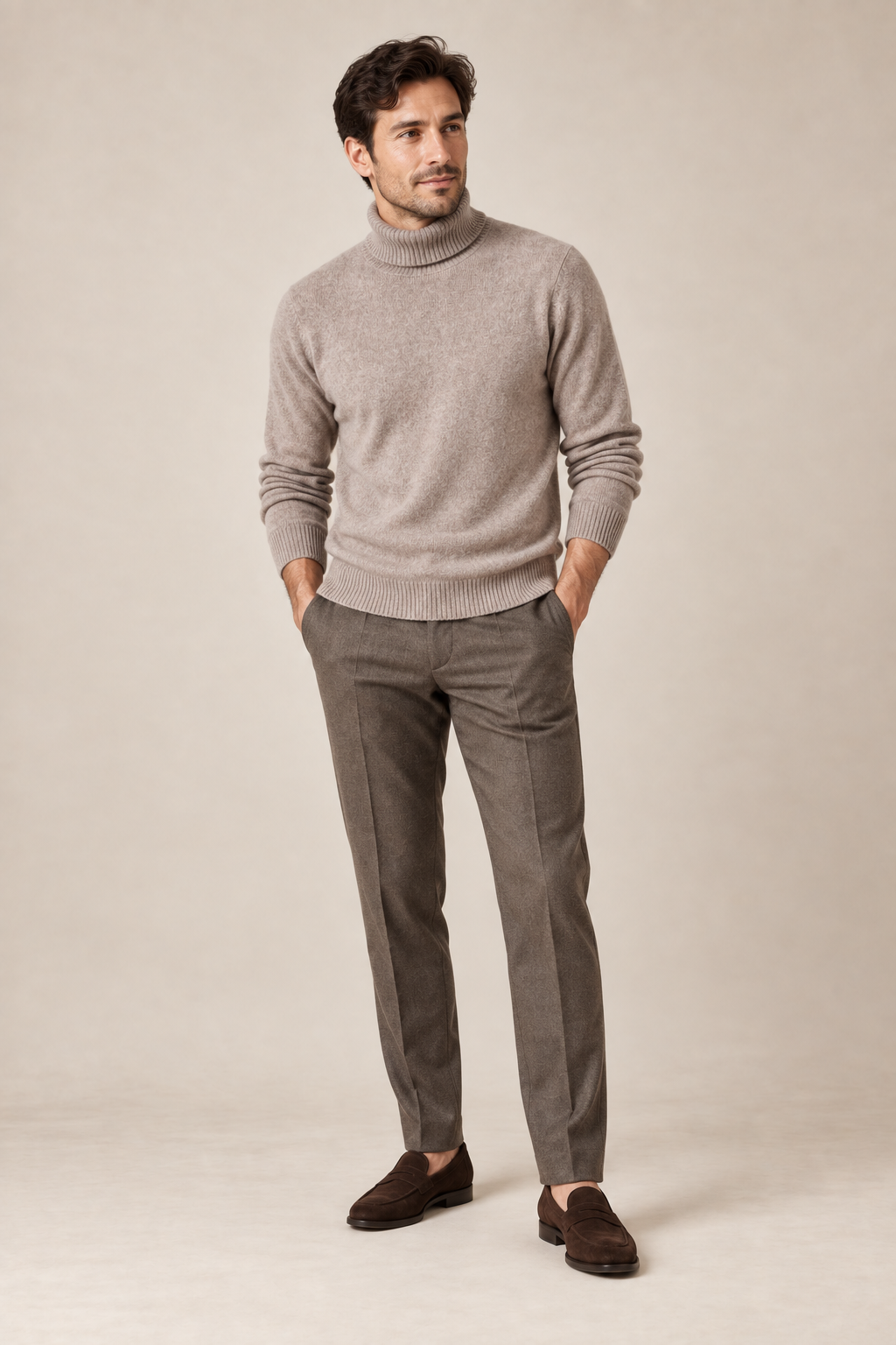 Men’s 100% Cashmere Ribbed Turtleneck Jumper