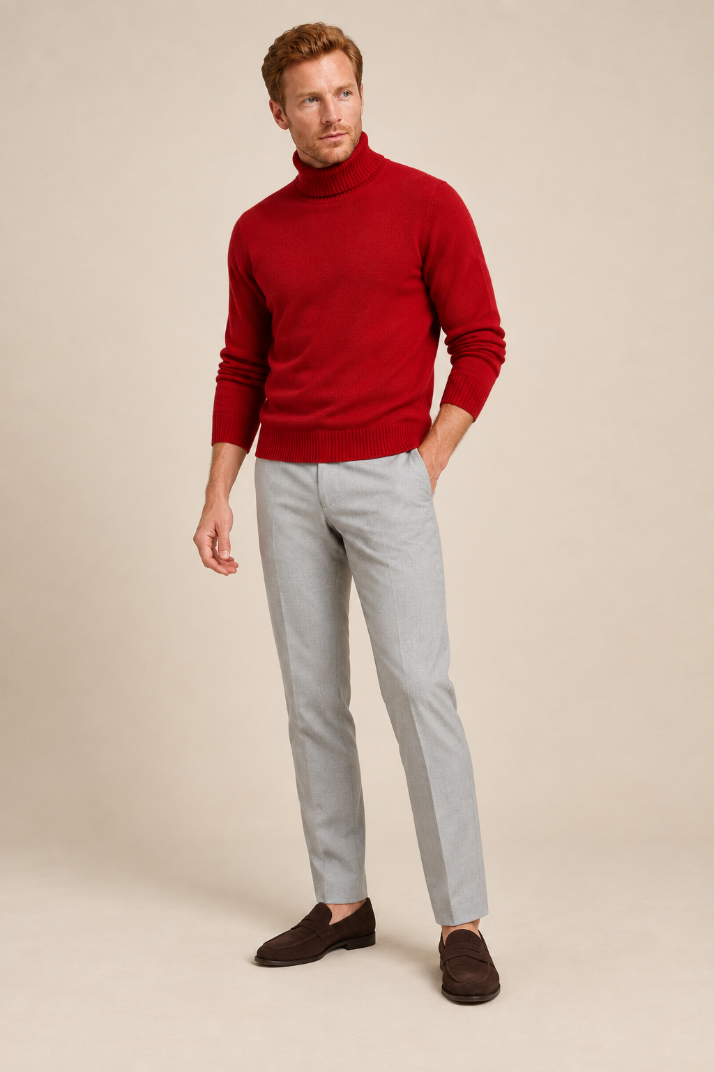 Men’s 100% Cashmere Ribbed Turtleneck Jumper