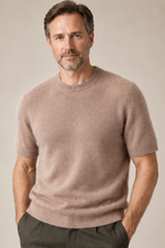 Men’s 100% Mink Cashmere Knitted Crew-Neck T-Shirt