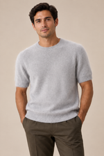 Men’s 100% Mink Cashmere Knitted Crew-Neck T-Shirt