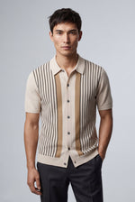 Men's Short Sleeve Striped Shirt with Button Front
