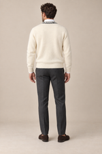 Men’s 100% Cashmere V-Neck Jumper with Contrast Trim