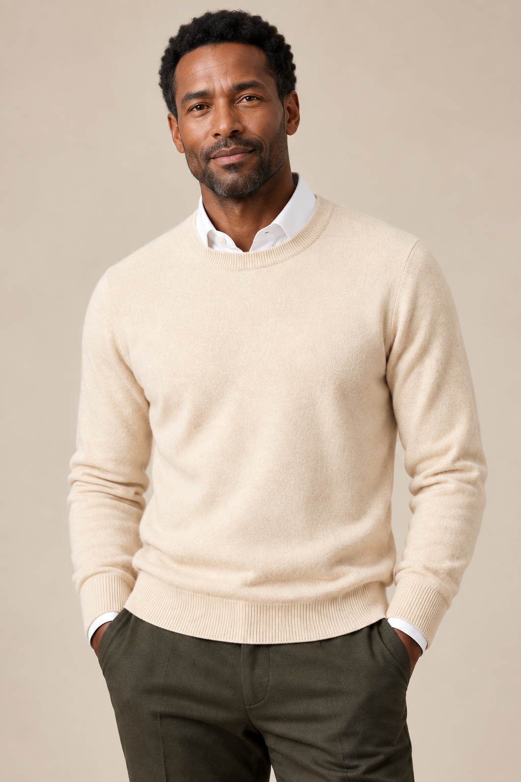 Men’s 100% Cashmere Knitted Crew-Neck Jumper