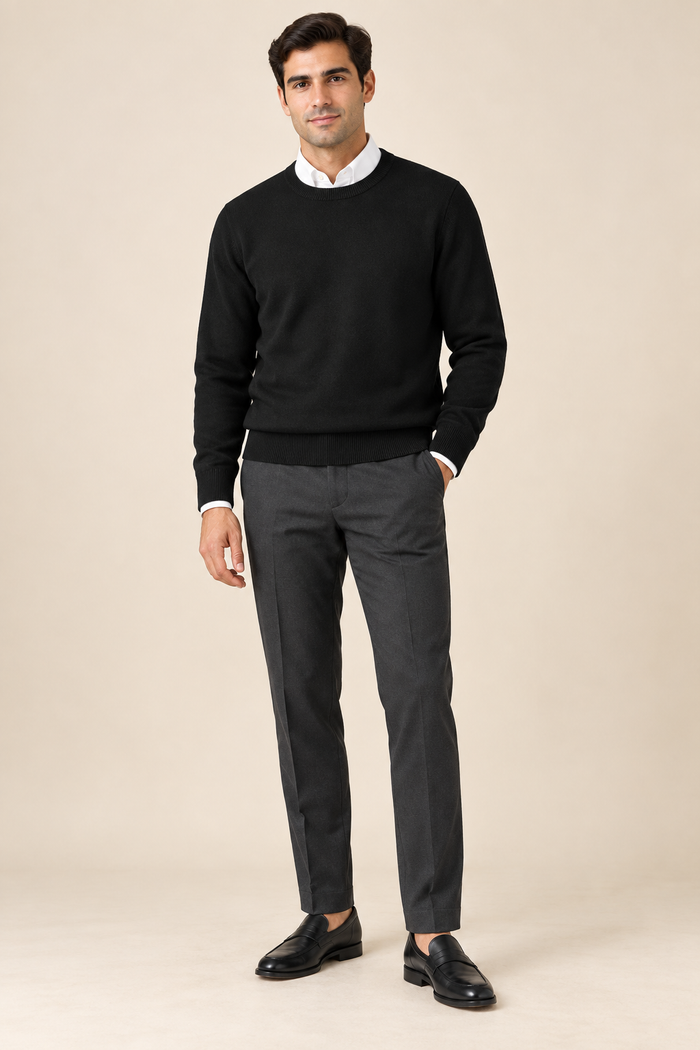 Men’s 100% Cashmere Knitted Crew-Neck Jumper