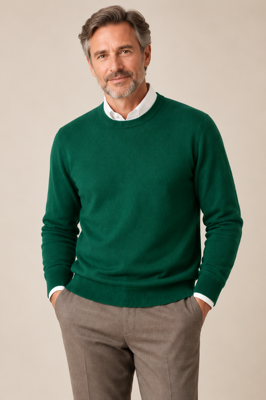 Men’s 100% Cashmere Knitted Crew-Neck Jumper