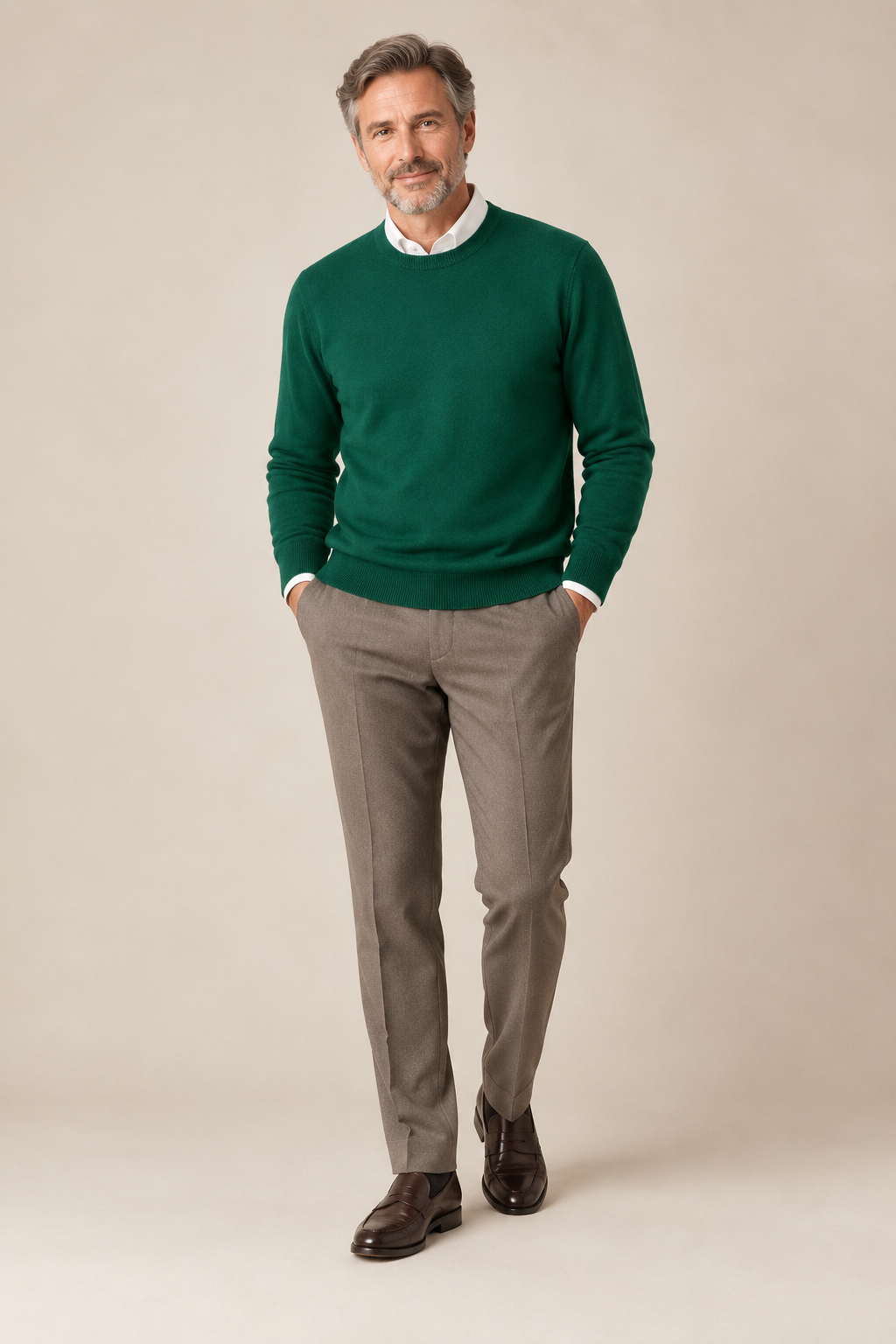 Men’s 100% Cashmere Knitted Crew-Neck Jumper