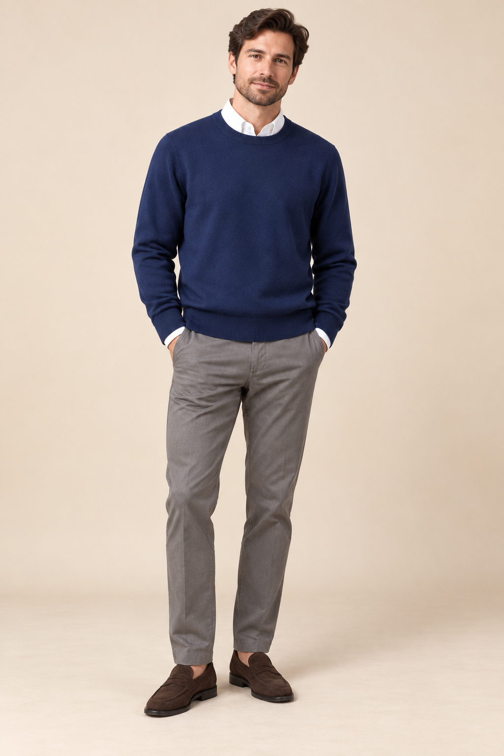 Men’s 100% Cashmere Knitted Crew-Neck Jumper
