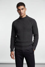 Men's Chunky Knit Crew Neck Jumper with Ribbed Texture