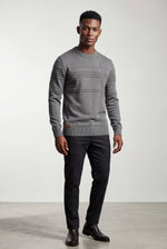 Men's Textured Crew Neck Jumper