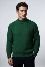 Men's Chunky Knit Crew Neck Jumper with Ribbed Texture